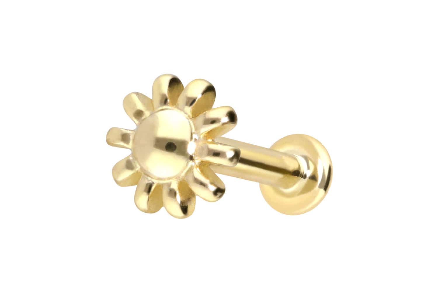 14 Karat Gold Labret Piercing mit Innengewinde BLUME